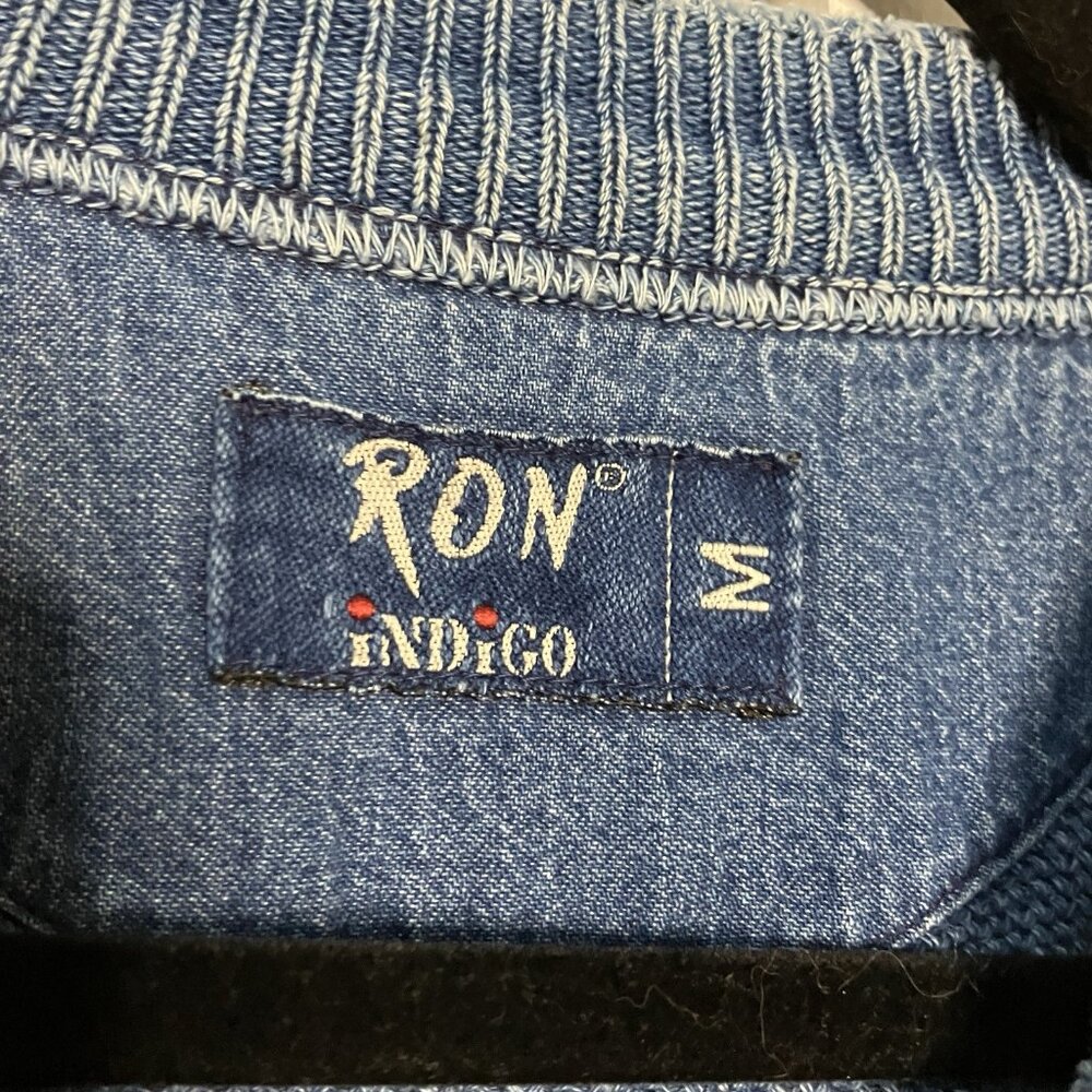 Vintage Ron Indigo Cardigan Sweater Mens M‎ Knit Grandpa Cottage Cabin - Picture 2 of 8